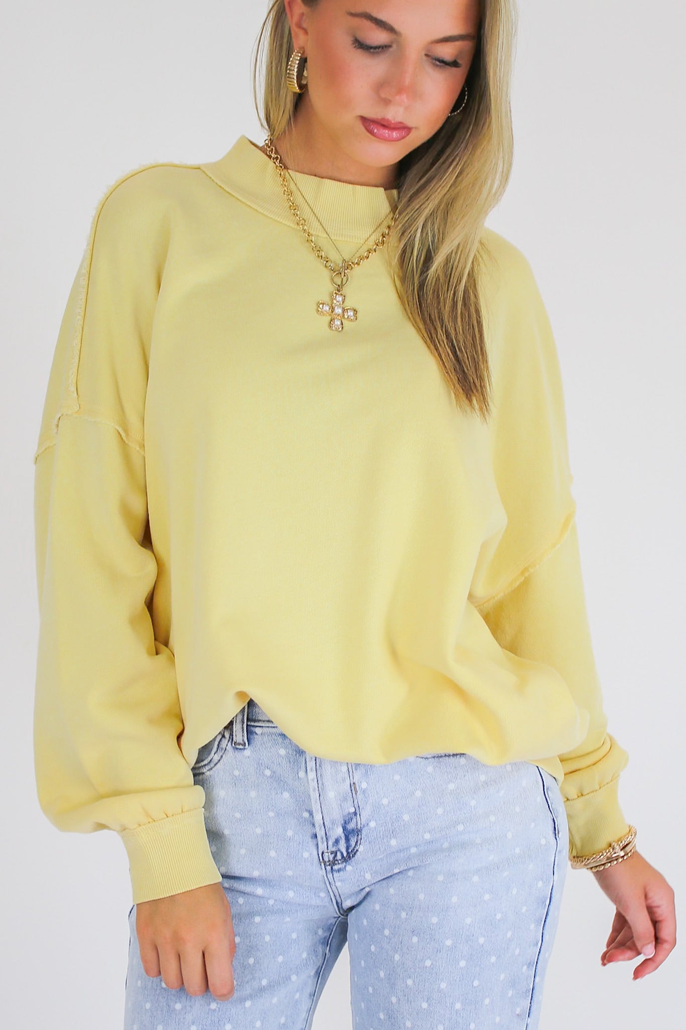 The Weekend Wash Mock Neck Sweatshirt - Madison and Mallory