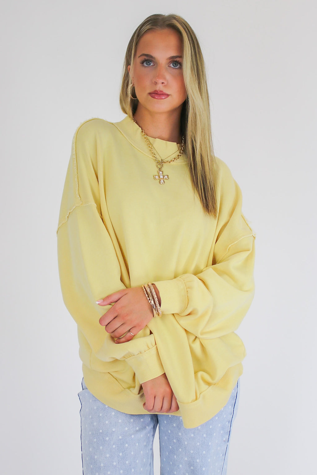 The Weekend Wash Mock Neck Sweatshirt - Madison and Mallory