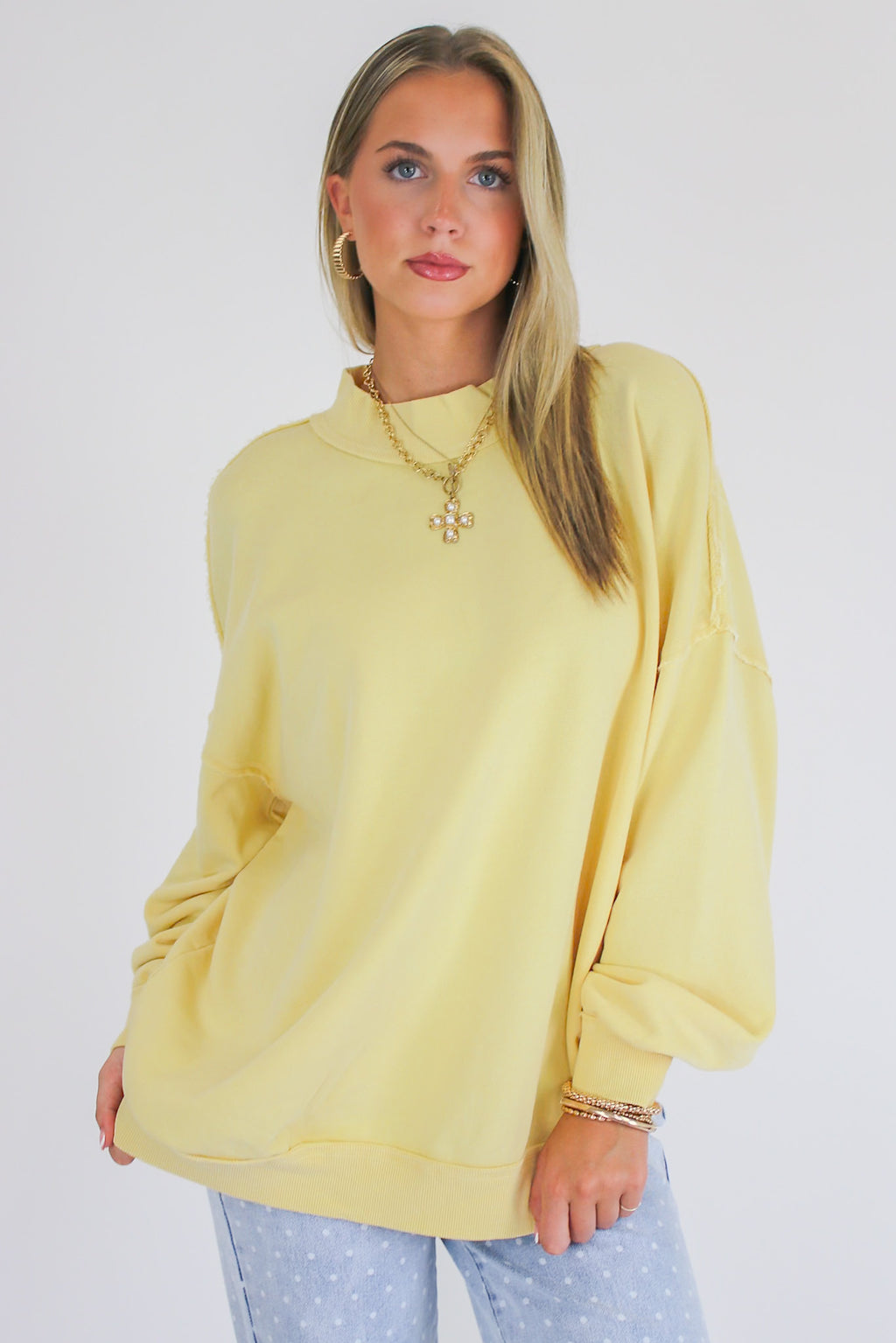 The Weekend Wash Mock Neck Sweatshirt - Madison and Mallory