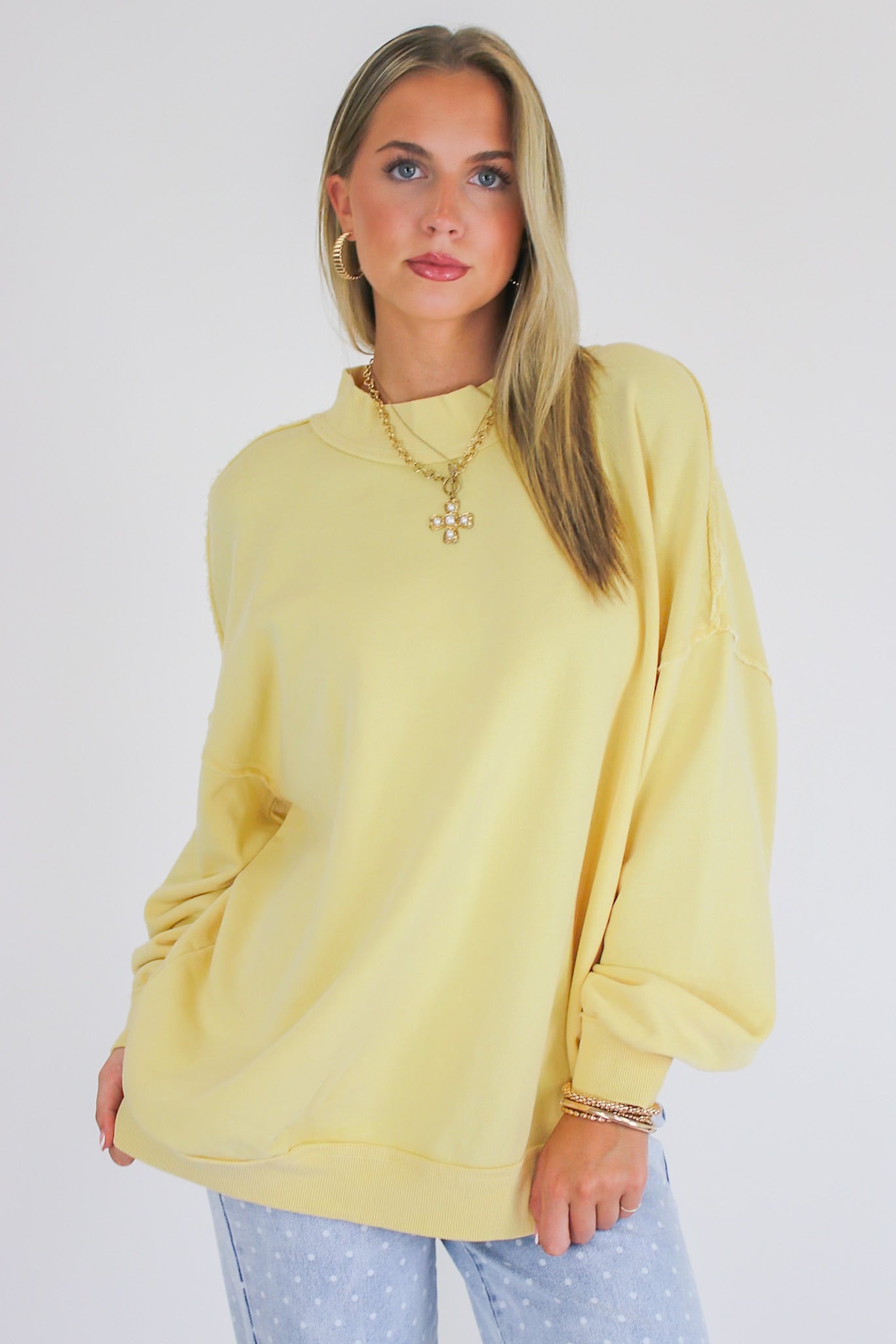 The Weekend Wash Mock Neck Sweatshirt - Madison and Mallory