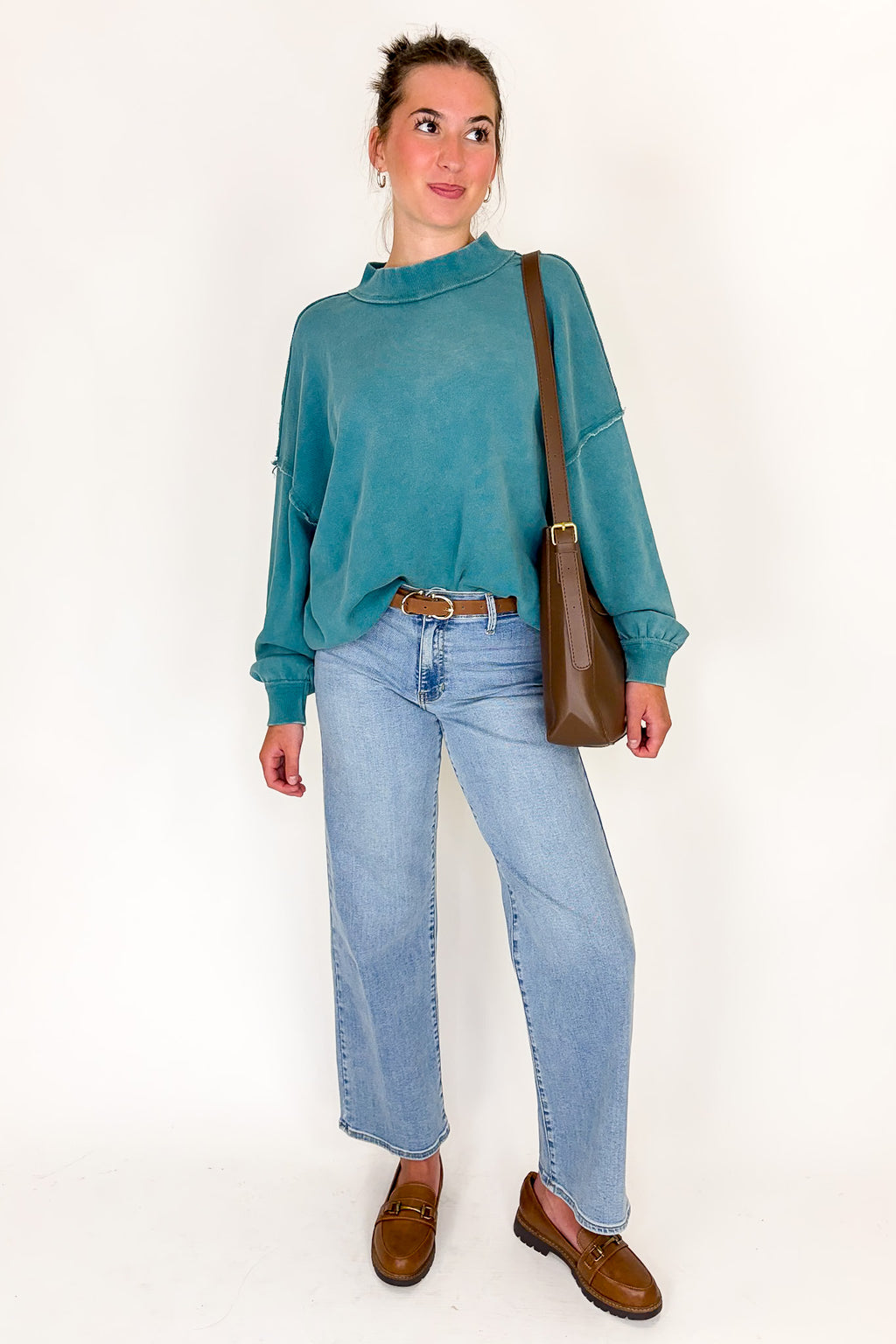 The Weekend Wash Mock Neck Sweatshirt - Madison and Mallory
