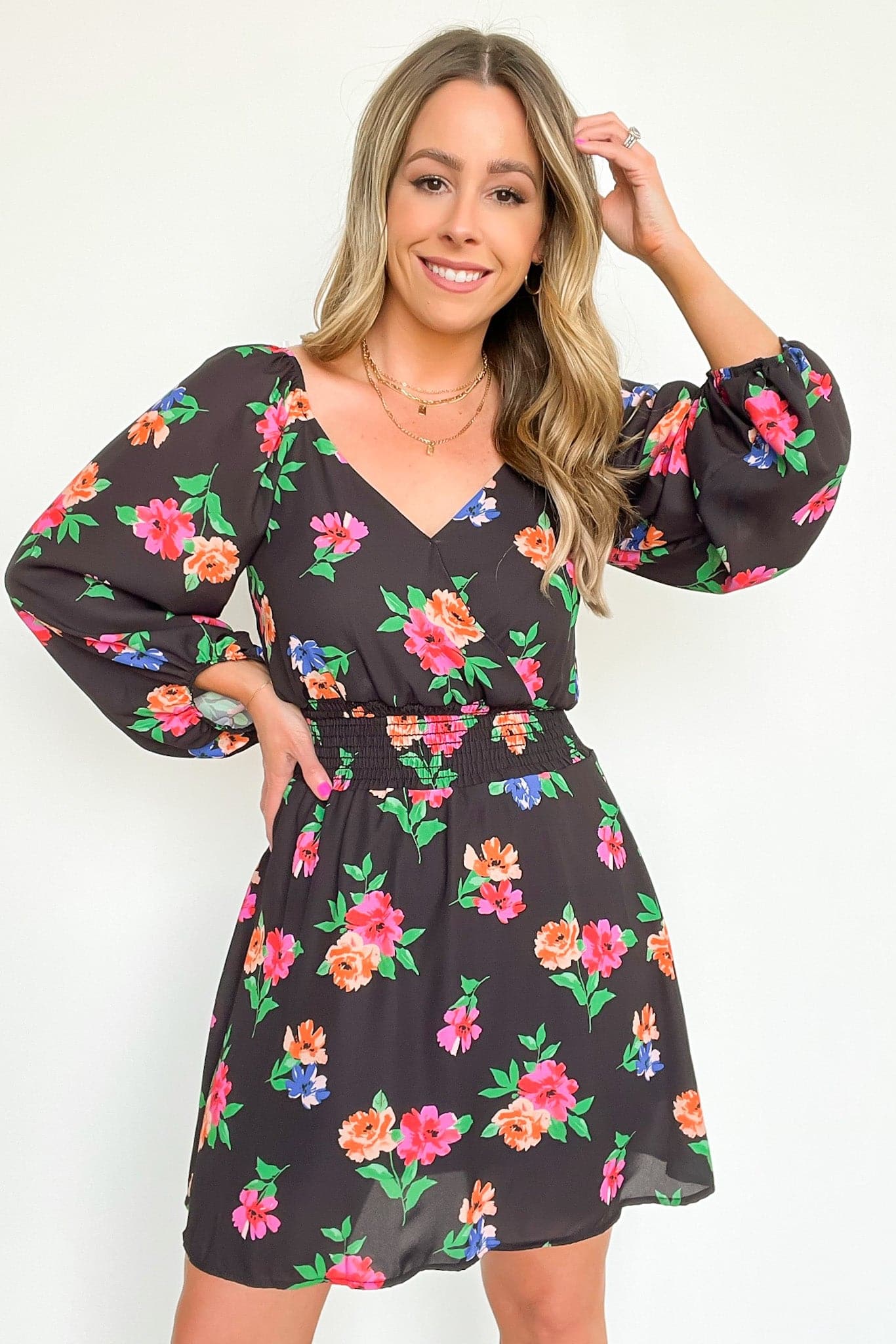  Thoroughly Sweet Floral Print Smocked Waist Dress - FINAL SALE - Madison and Mallory