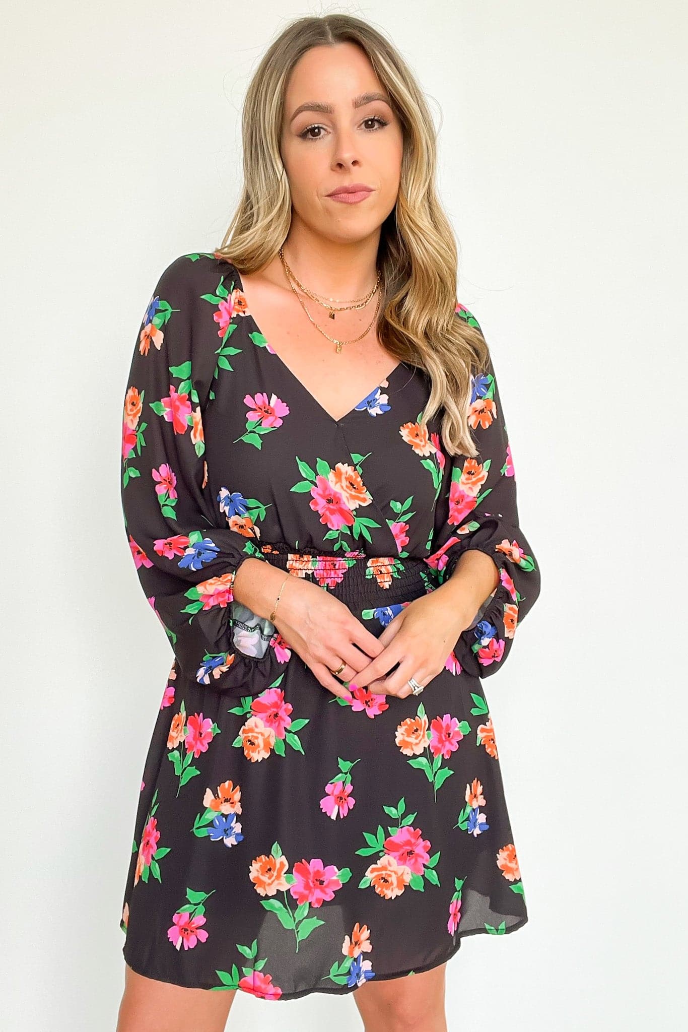  Thoroughly Sweet Floral Print Smocked Waist Dress - FINAL SALE - Madison and Mallory