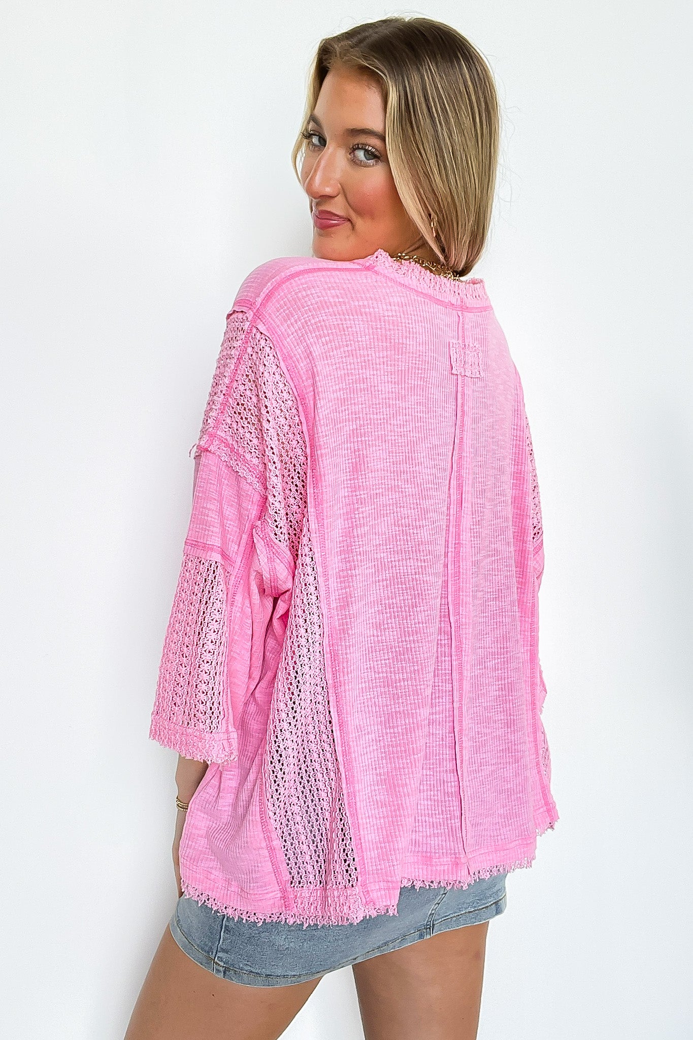 Threadline Contrast Stitch Boxy Top - Madison and Mallory