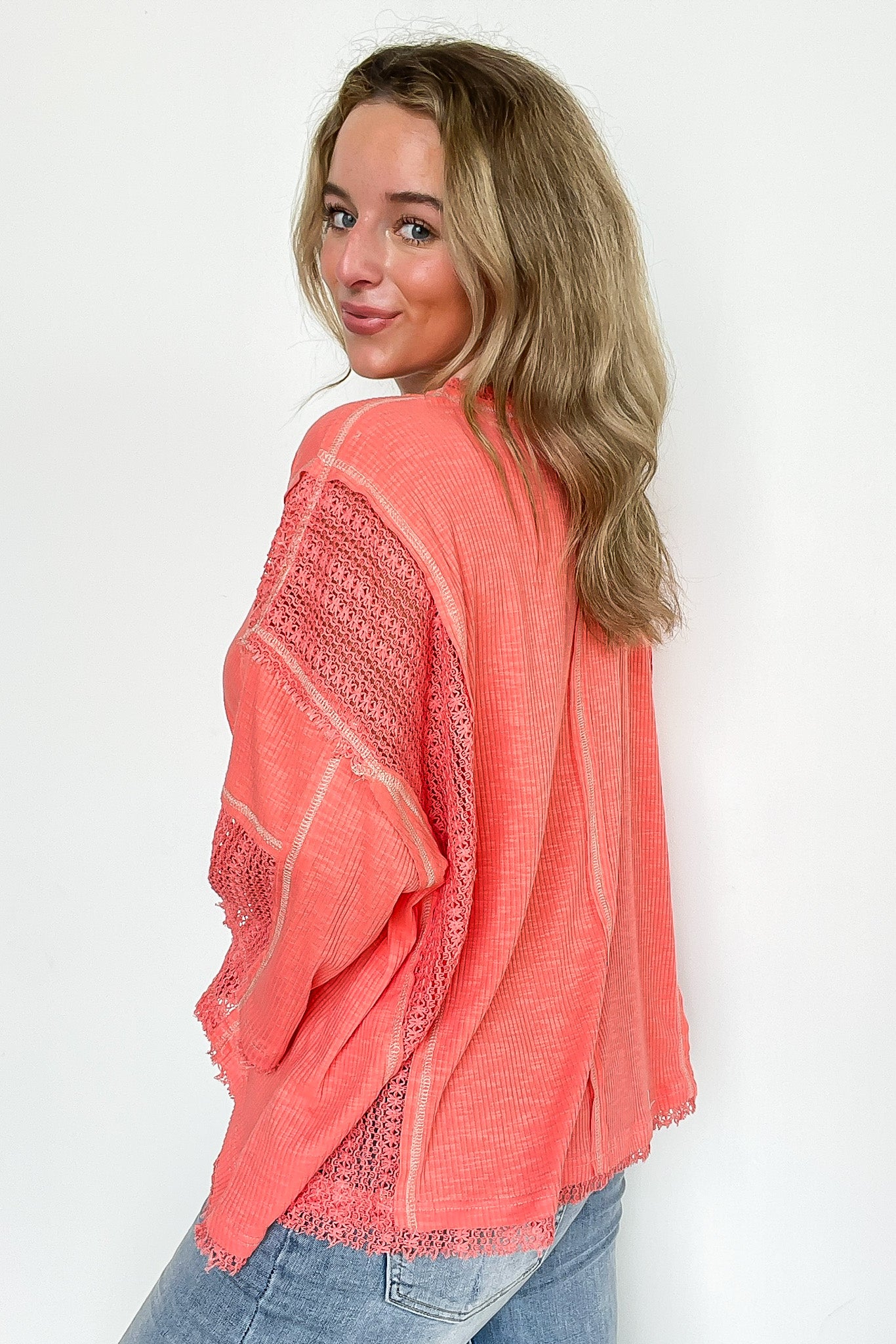 Threadline Contrast Stitch Boxy Top - Madison and Mallory