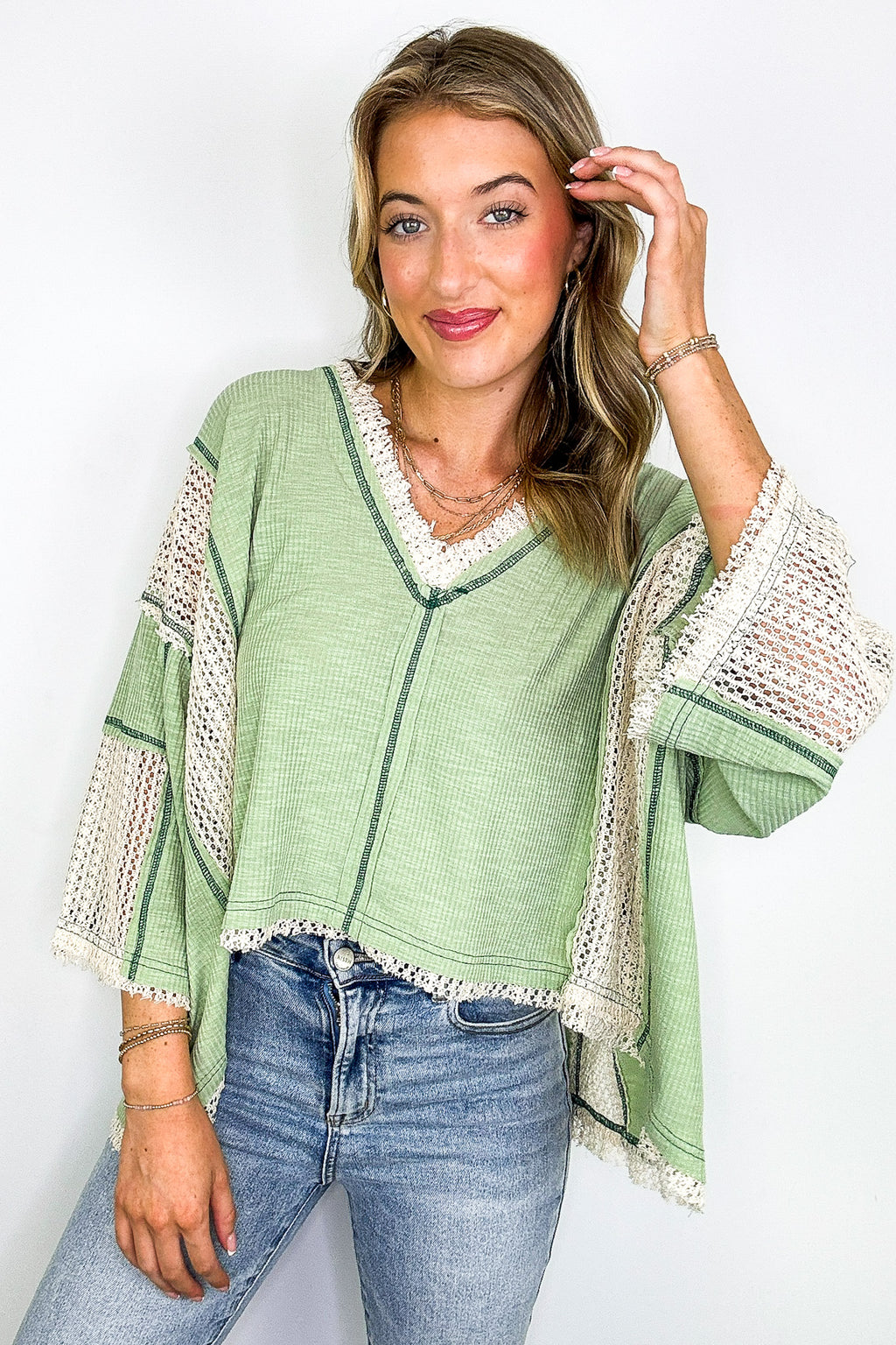 Threadline Contrast Stitch Boxy Top - BACK IN STOCK - Madison and Mallory