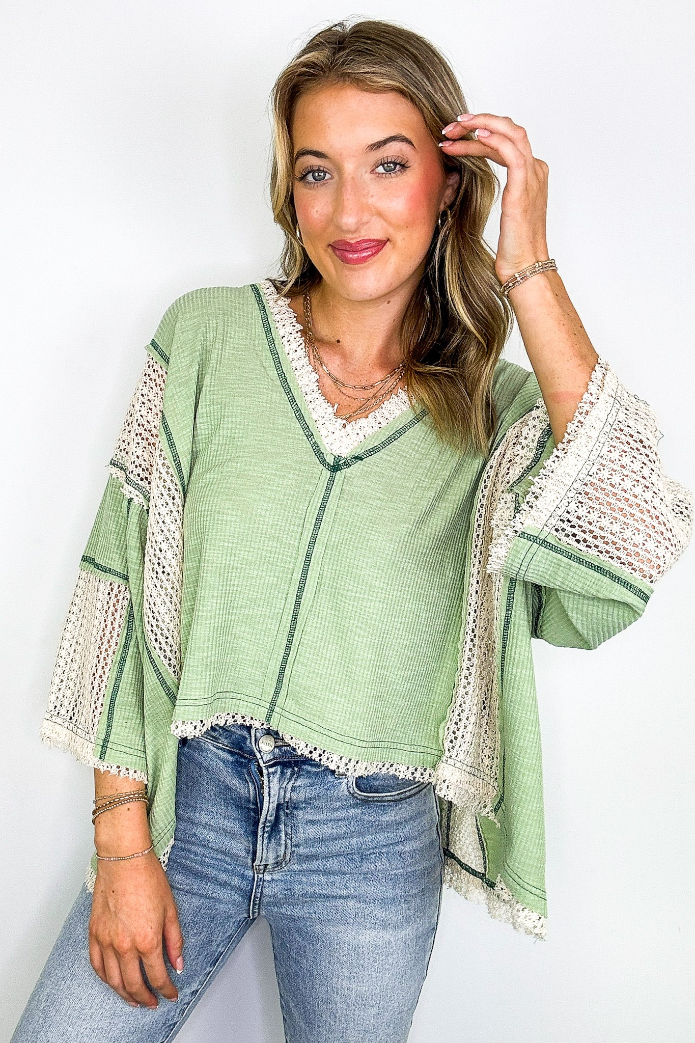 Threadline Contrast Stitch Boxy Top - BACK IN STOCK - Madison and Mallory