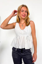 Threadplay Contrast Trim Tie Top - Madison and Mallory