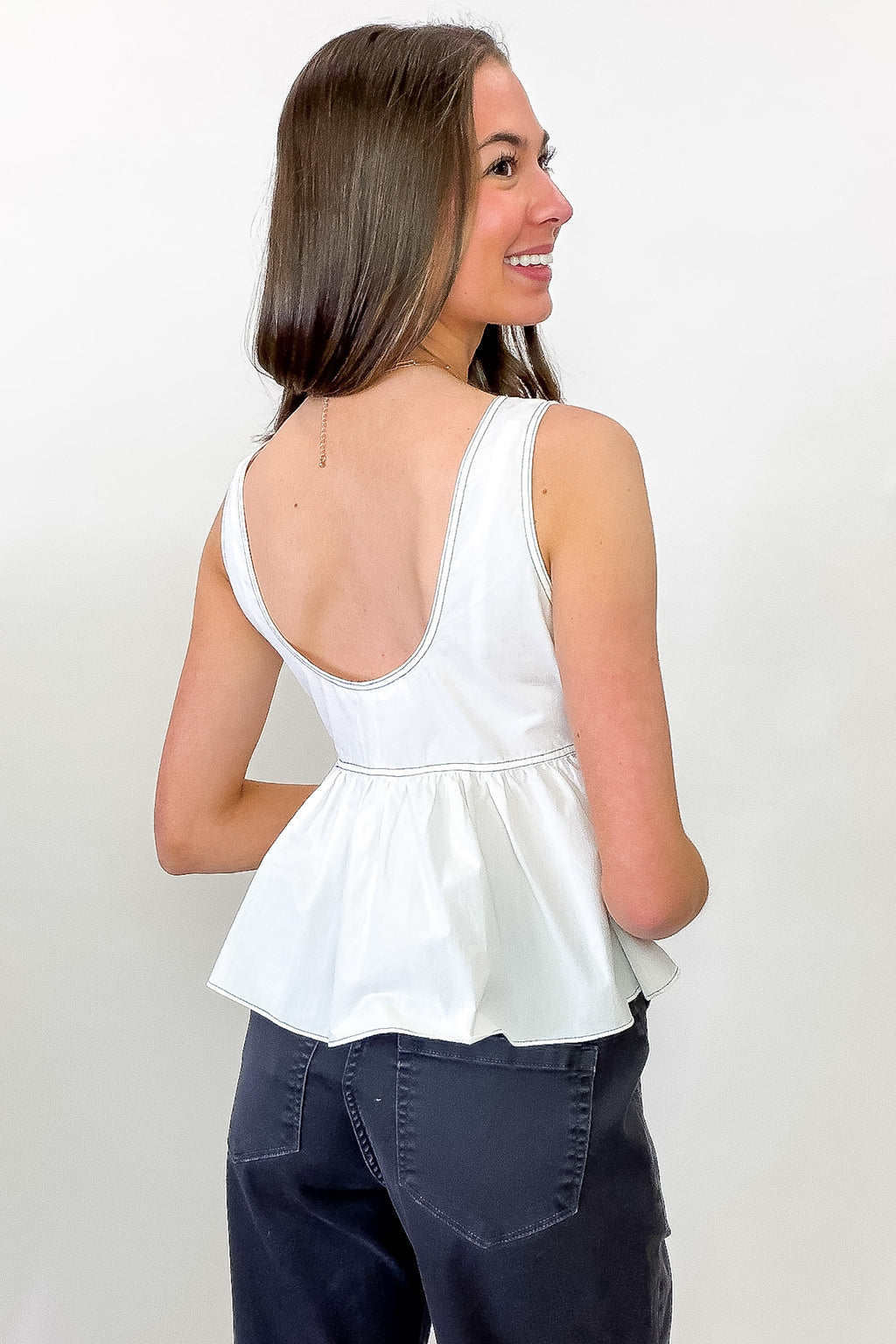 Threadplay Contrast Trim Tie Top - Madison and Mallory