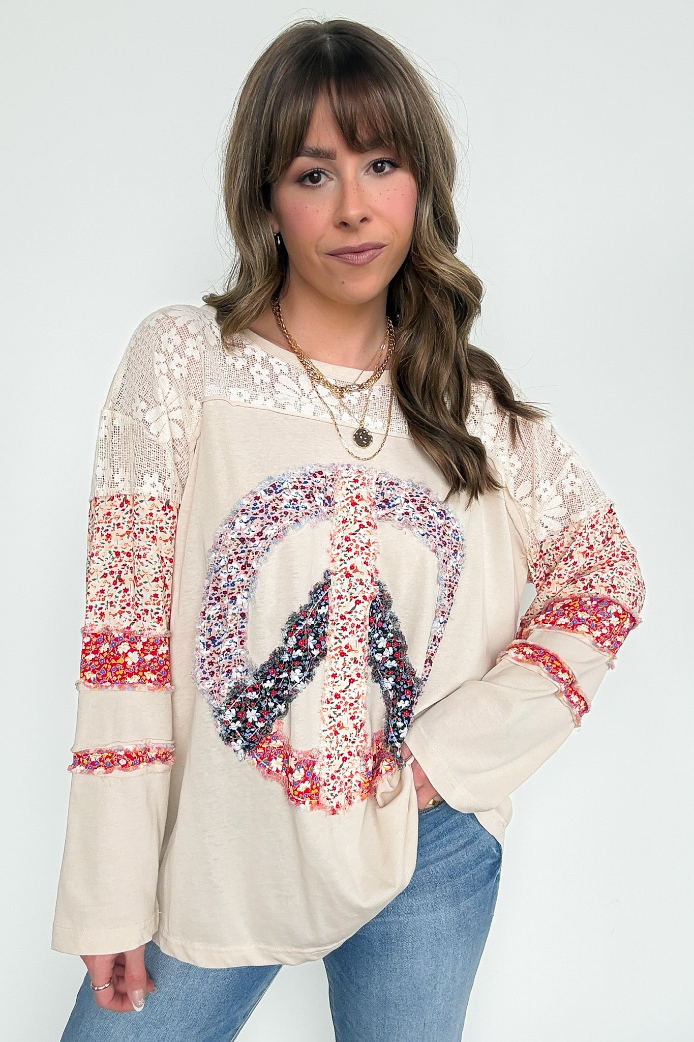  Thriving Energy Peace Sign Flower Top - Madison and Mallory