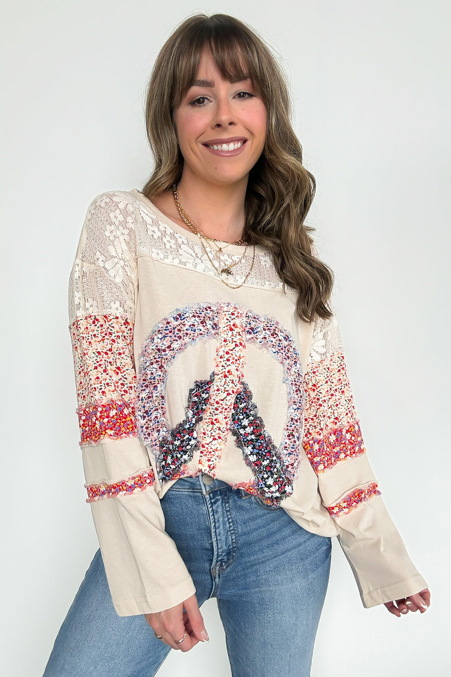  Thriving Energy Peace Sign Flower Top - Madison and Mallory