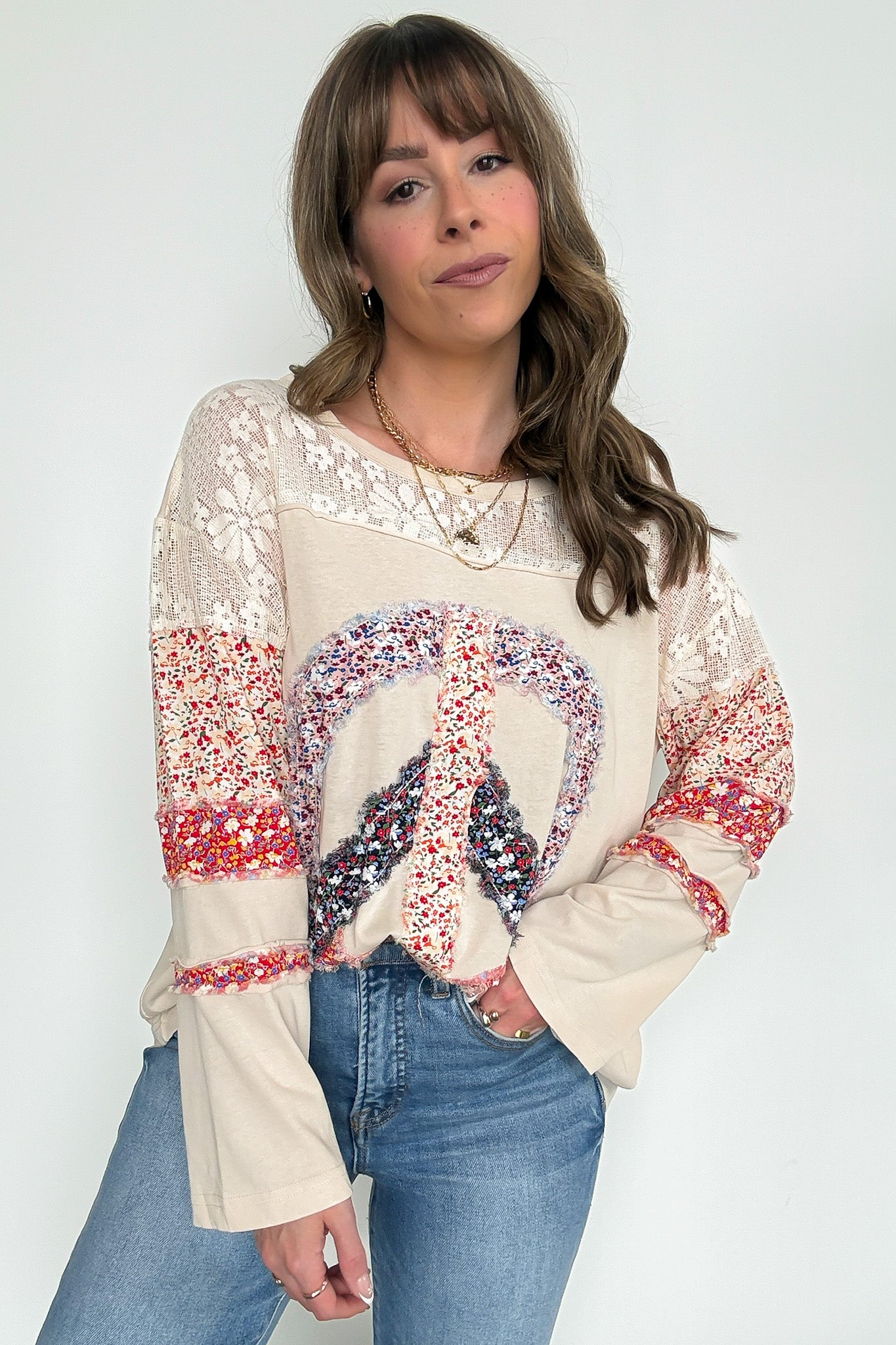  Thriving Energy Peace Sign Flower Top - Madison and Mallory