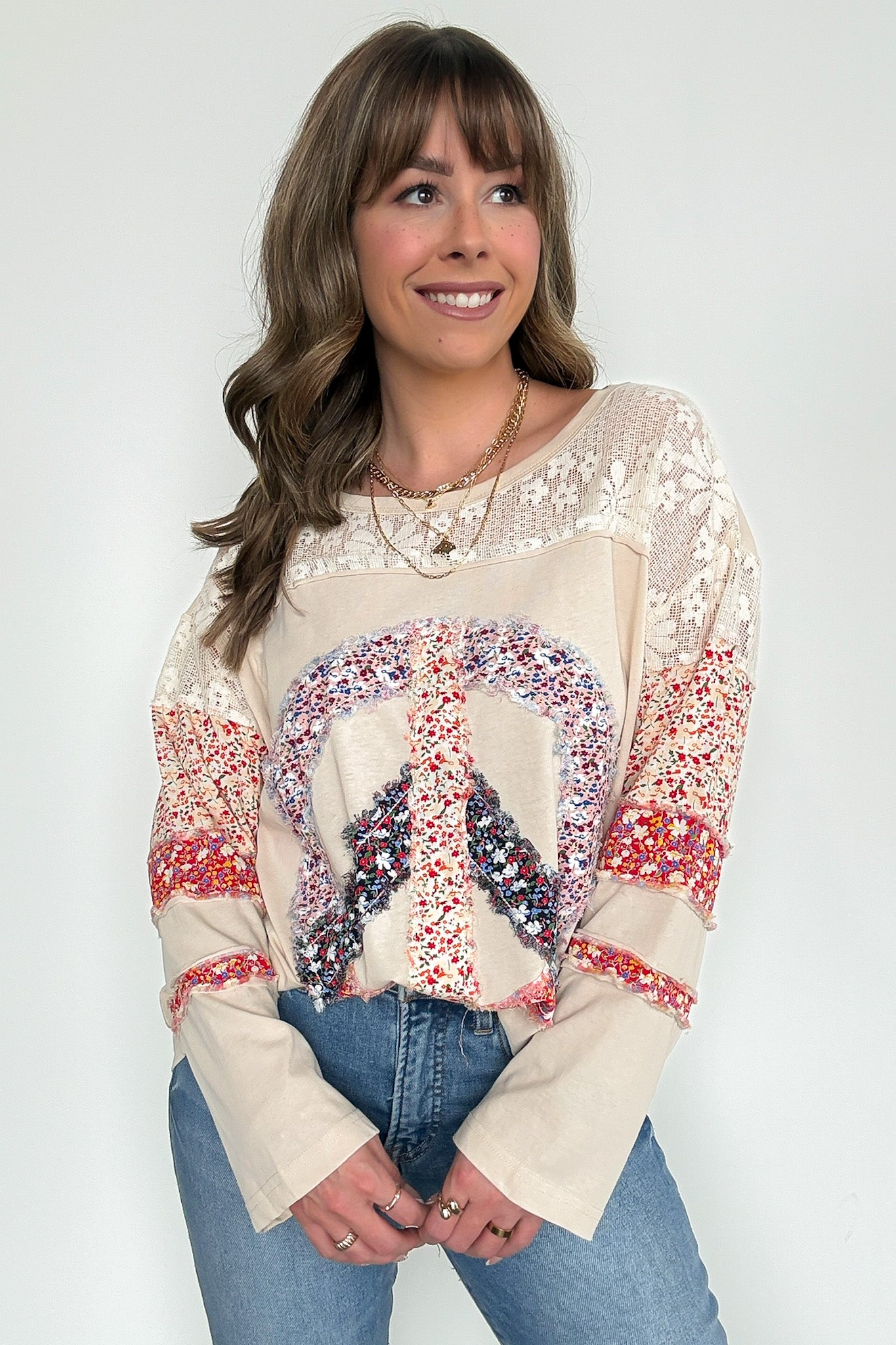  Thriving Energy Peace Sign Flower Top - Madison and Mallory