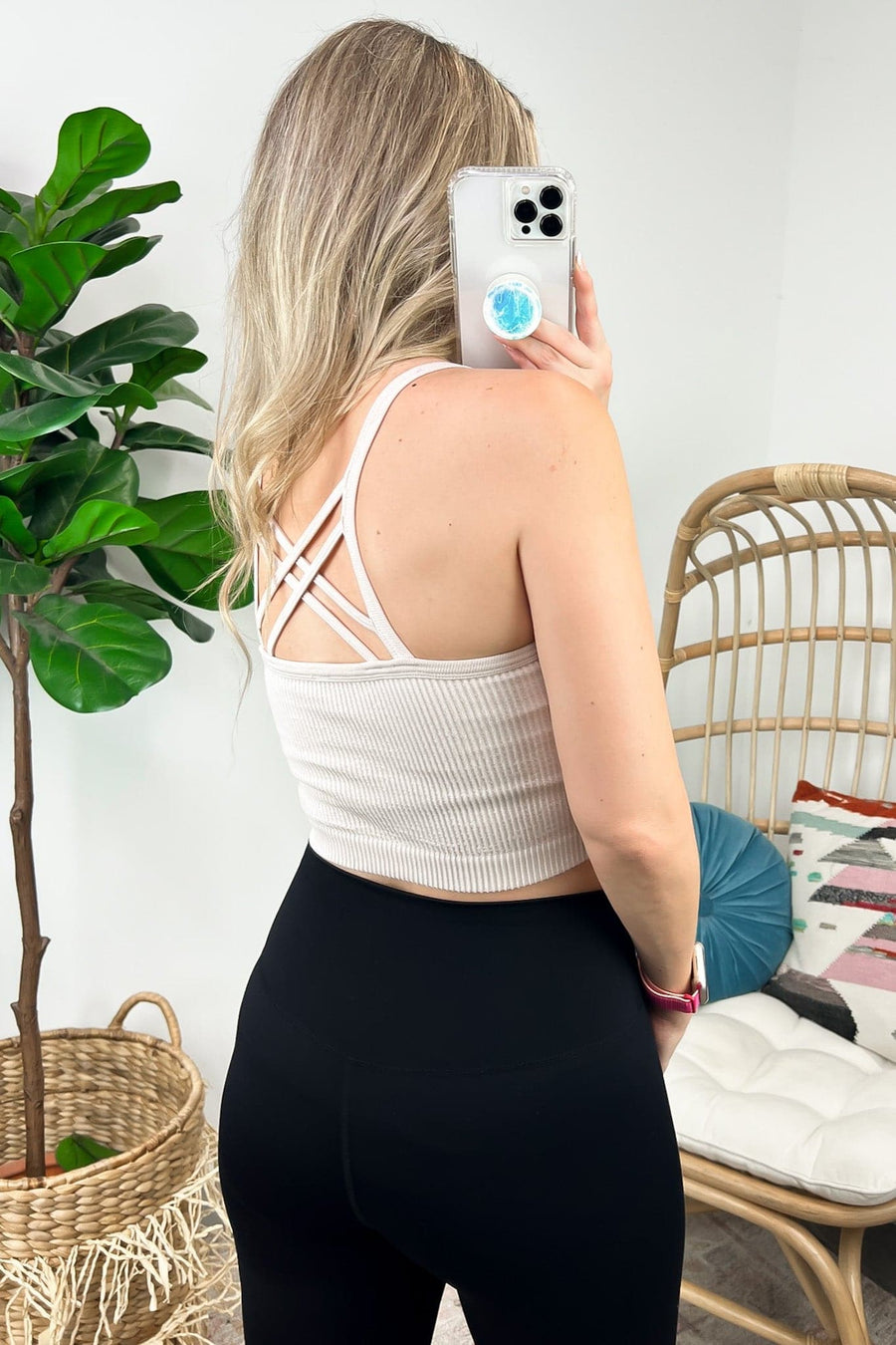  Tiani Strappy Back Ribbed Crop Seamless Tank Top - FINAL SALE - Madison and Mallory