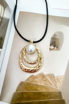 Tidal Glow Hammered Ripple Pearl Stone Drop Necklace - Madison and Mallory