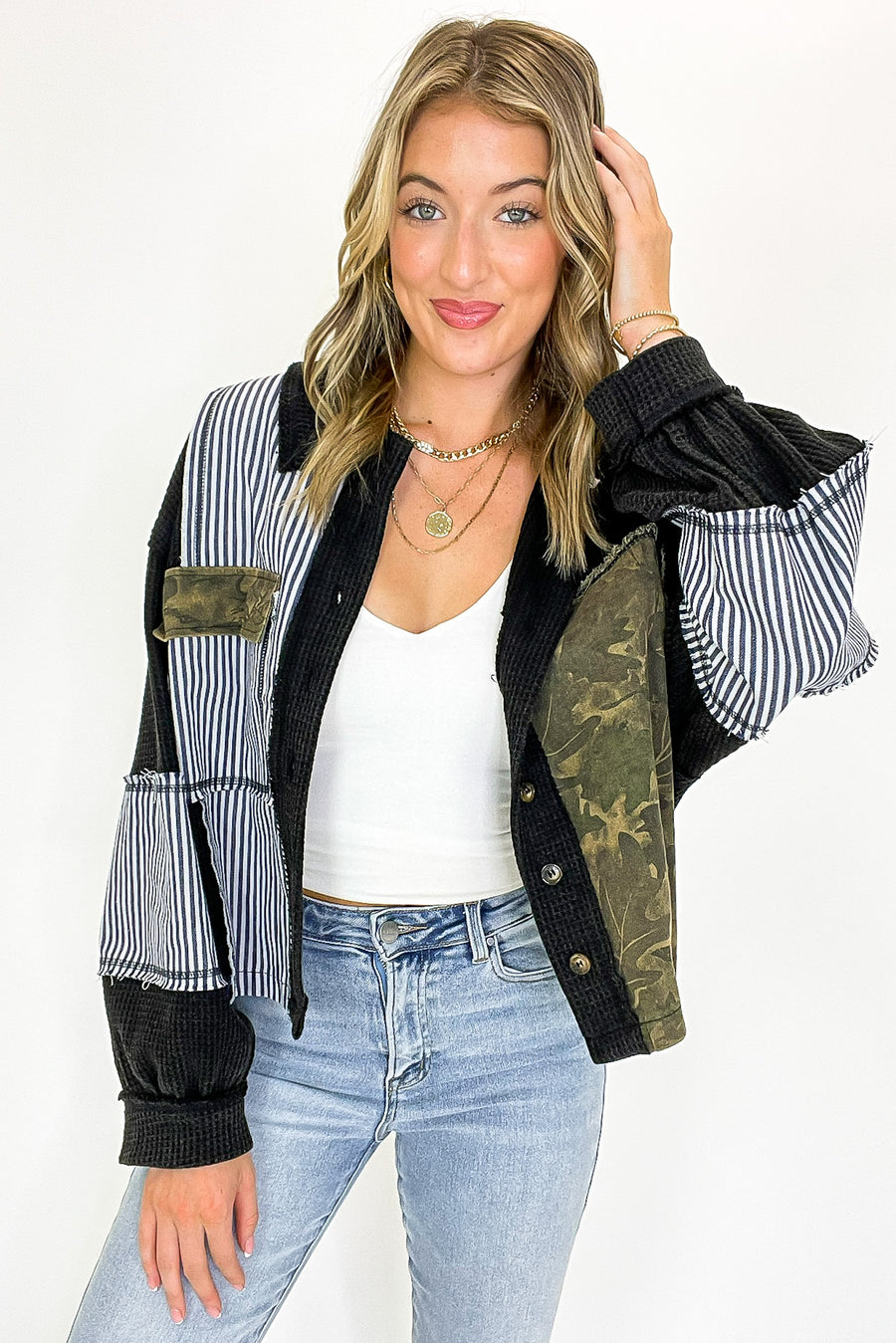 Timber Thread Camo Contrast Shacket - Madison and Mallory