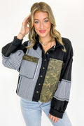 Black / S Timber Thread Camo Contrast Shacket - FINAL SALE - Madison and Mallory