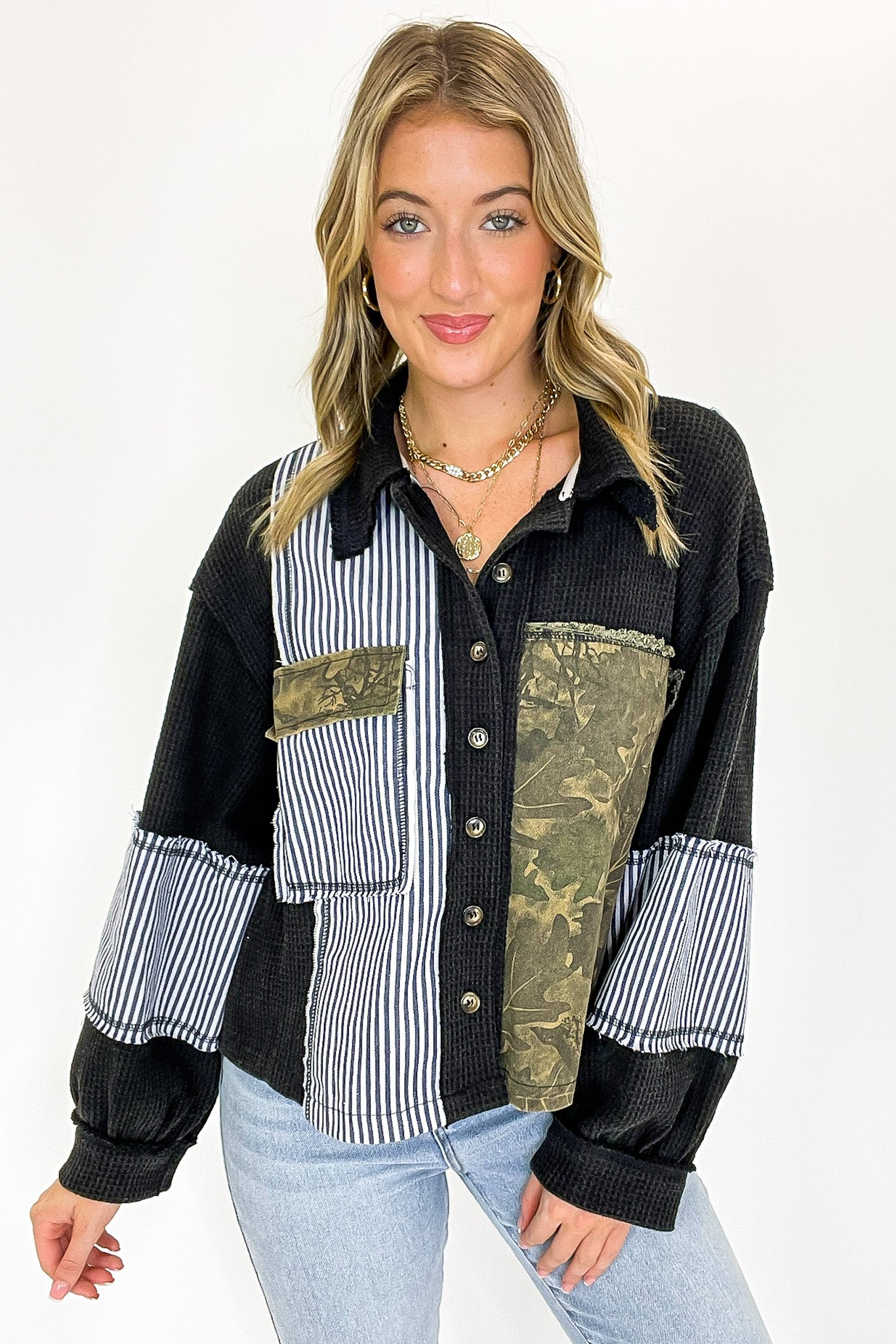 Timber Thread Camo Contrast Shacket - Madison and Mallory