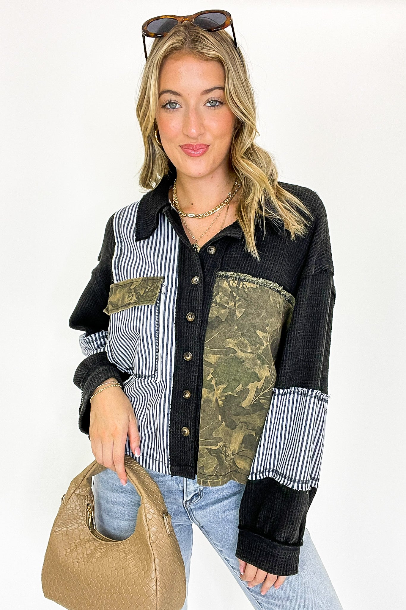 Timber Thread Camo Contrast Shacket - Madison and Mallory