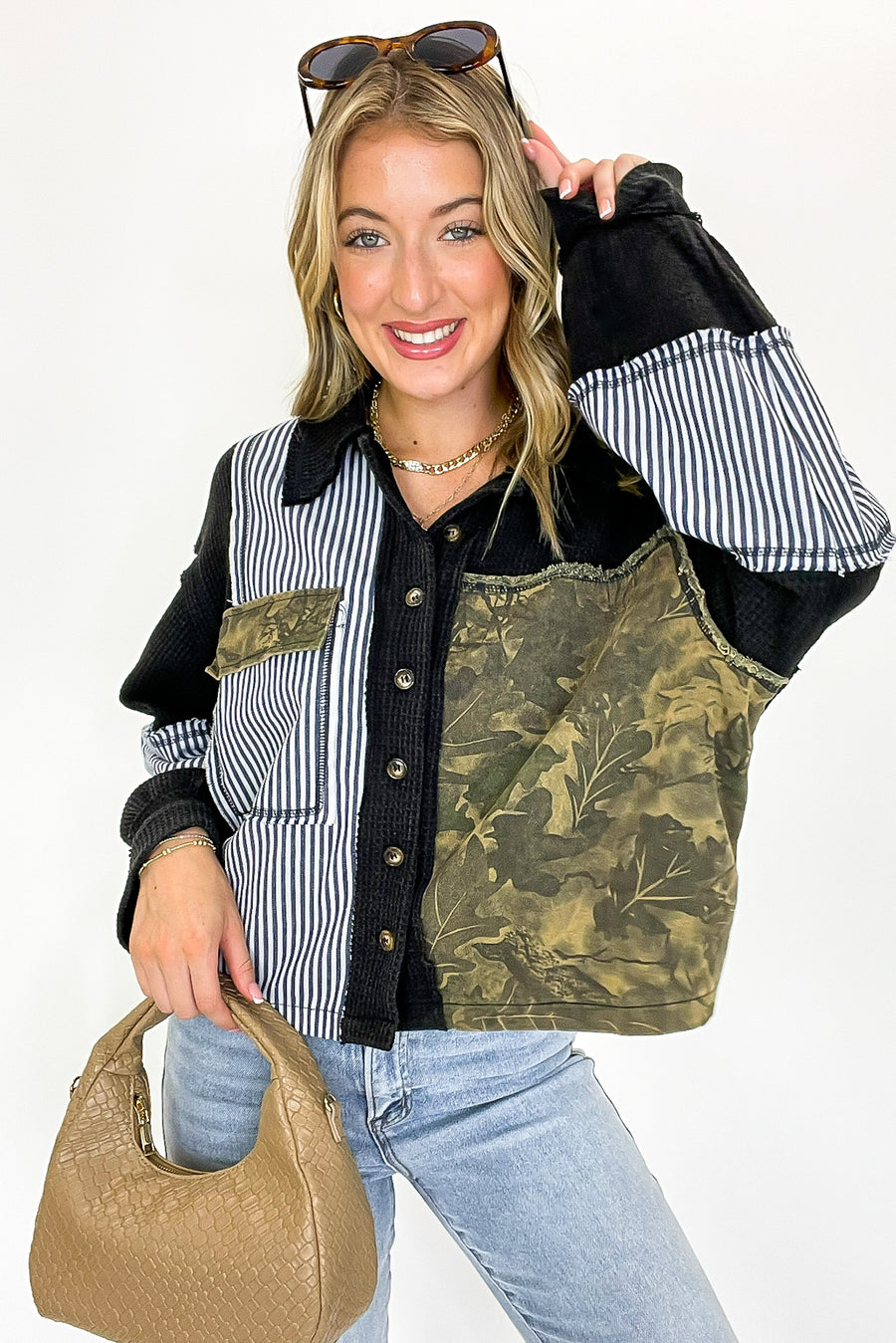 Timber Thread Camo Contrast Shacket - Madison and Mallory
