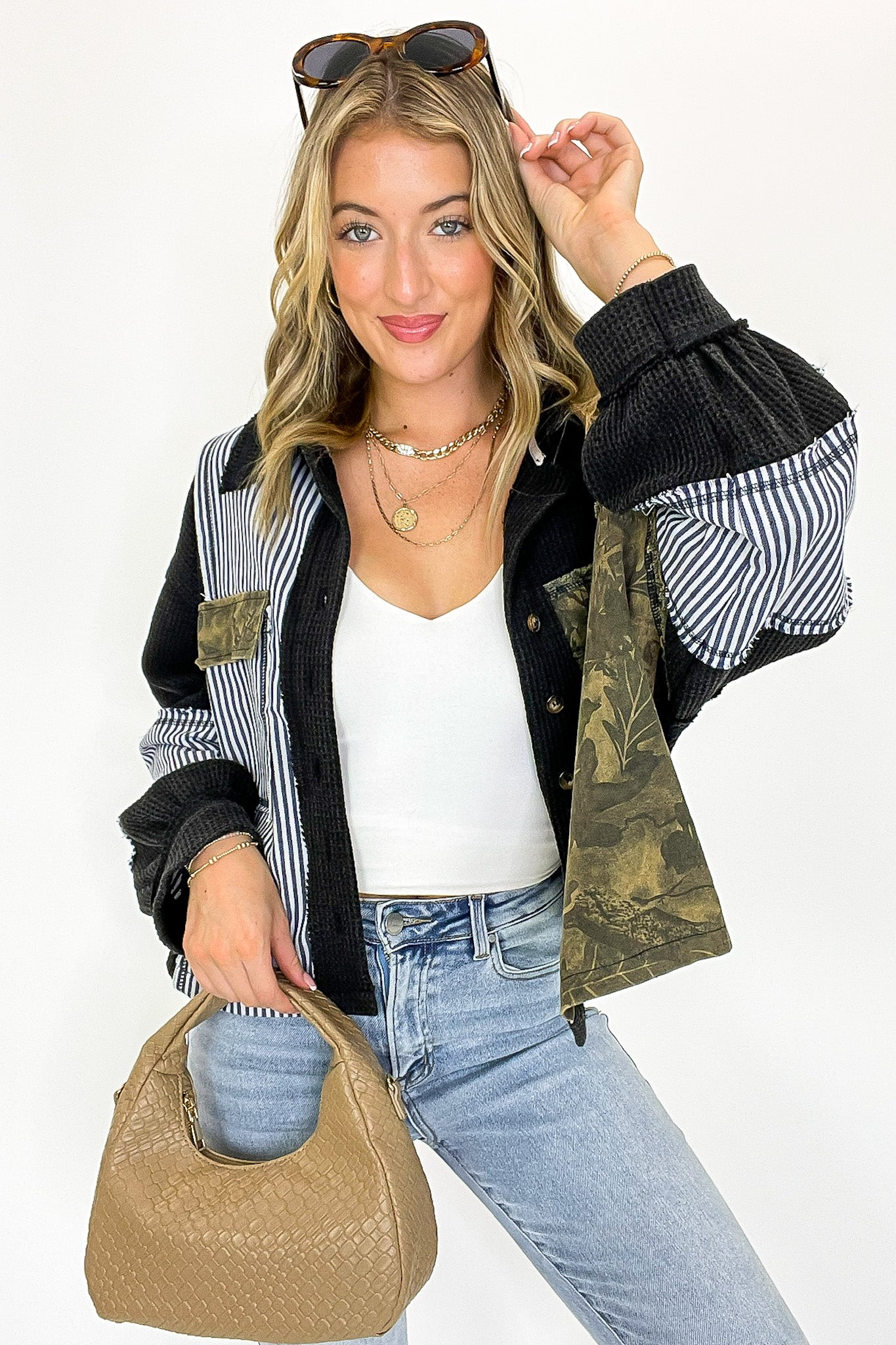 Timber Thread Camo Contrast Shacket - Madison and Mallory
