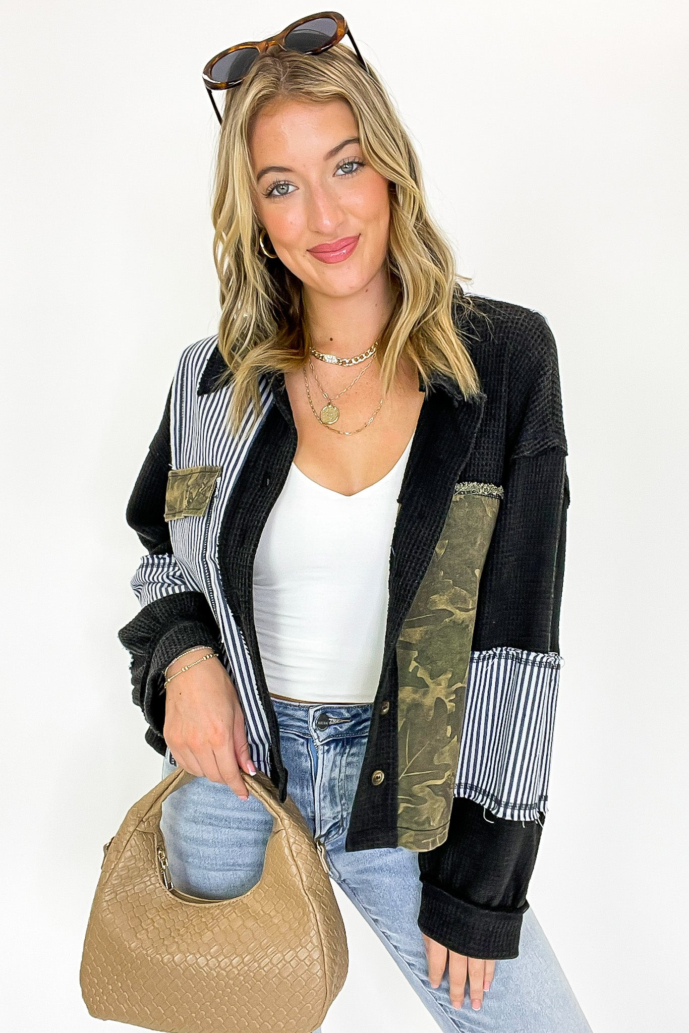 Timber Thread Camo Contrast Shacket - Madison and Mallory