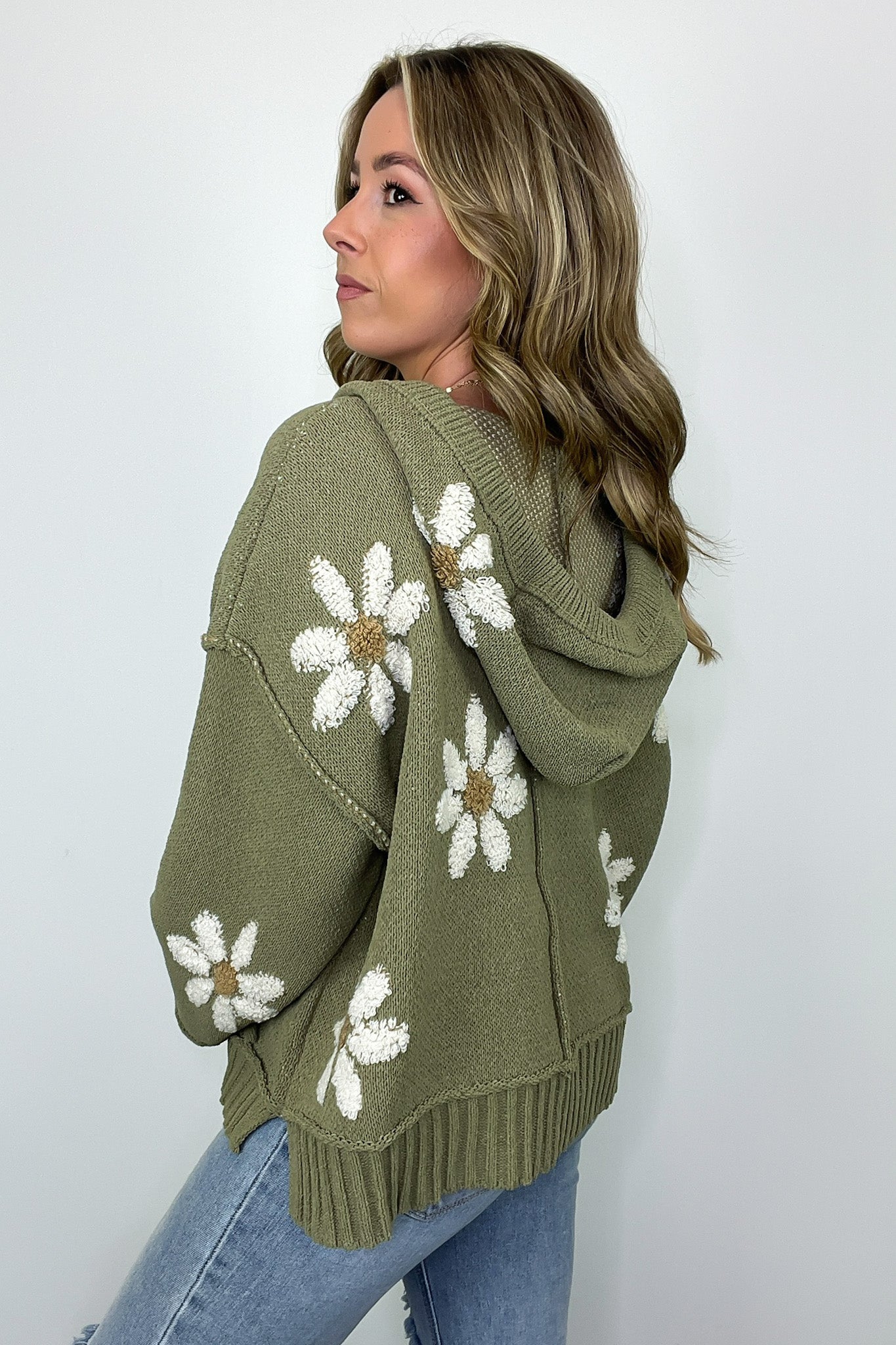  Timeless Disposition Floral Knit Hooded Sweater - BACK IN STOCK - Madison and Mallory