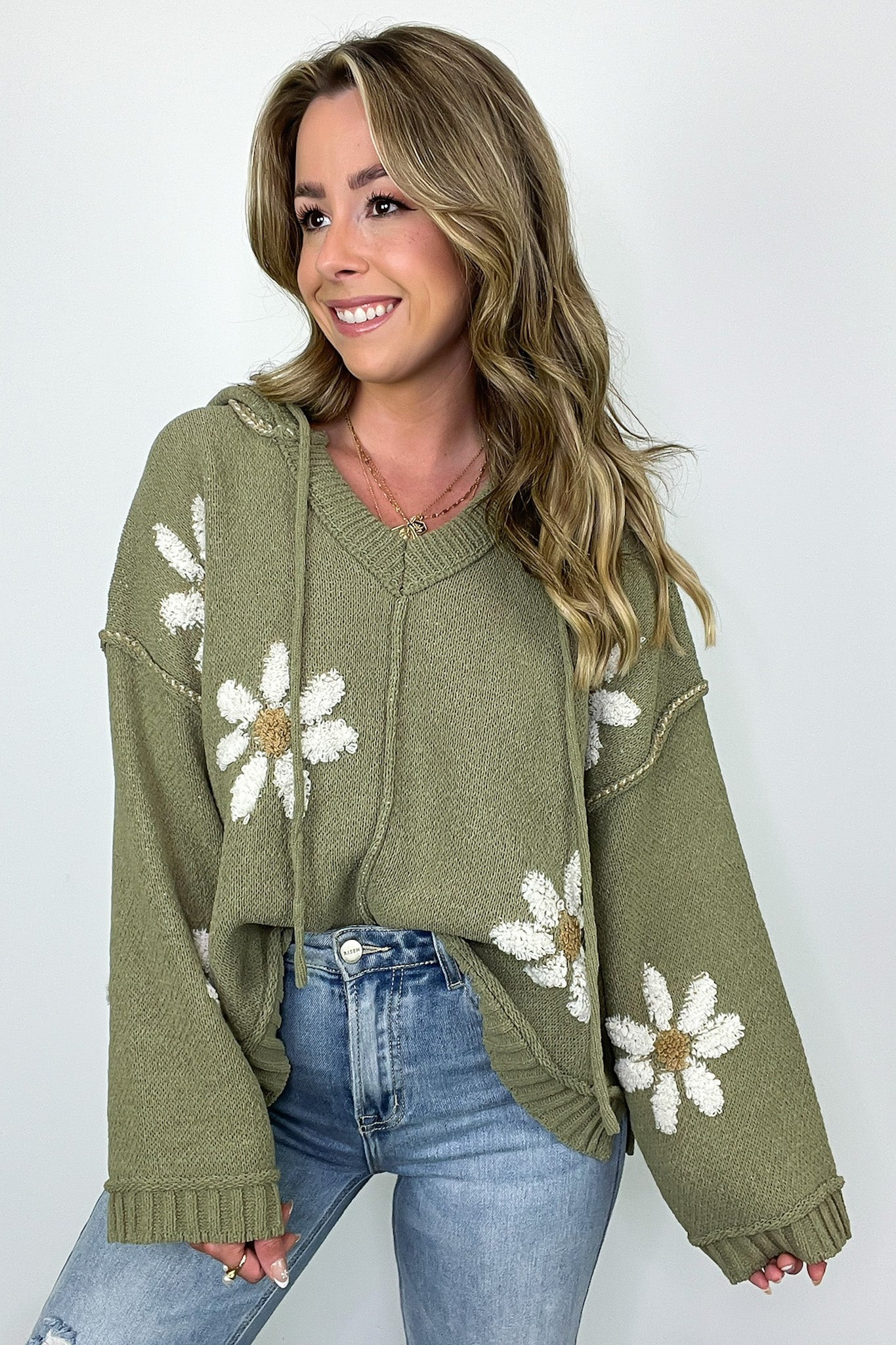  Timeless Disposition Floral Knit Hooded Sweater - BACK IN STOCK - Madison and Mallory