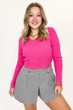 Hot Pink / S Timeless Twist Cable Knit Fine Gauge Pullover - FINAL SALE - Madison and Mallory