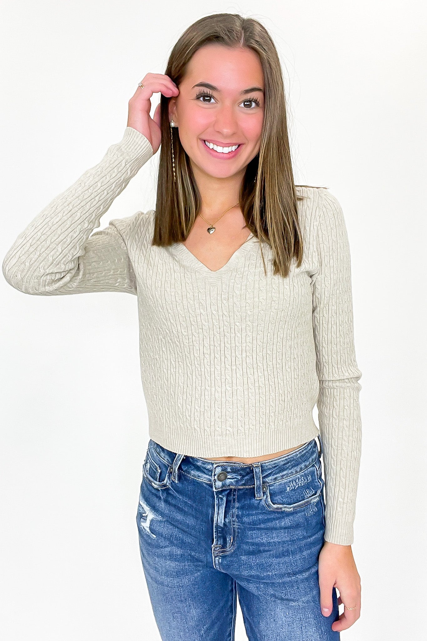 Timeless Twist Cable Knit Fine Gauge Pullover - Madison and Mallory