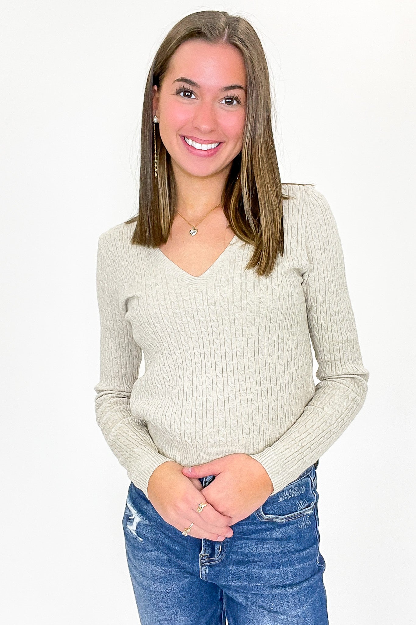 Timeless Twist Cable Knit Fine Gauge Pullover - Madison and Mallory