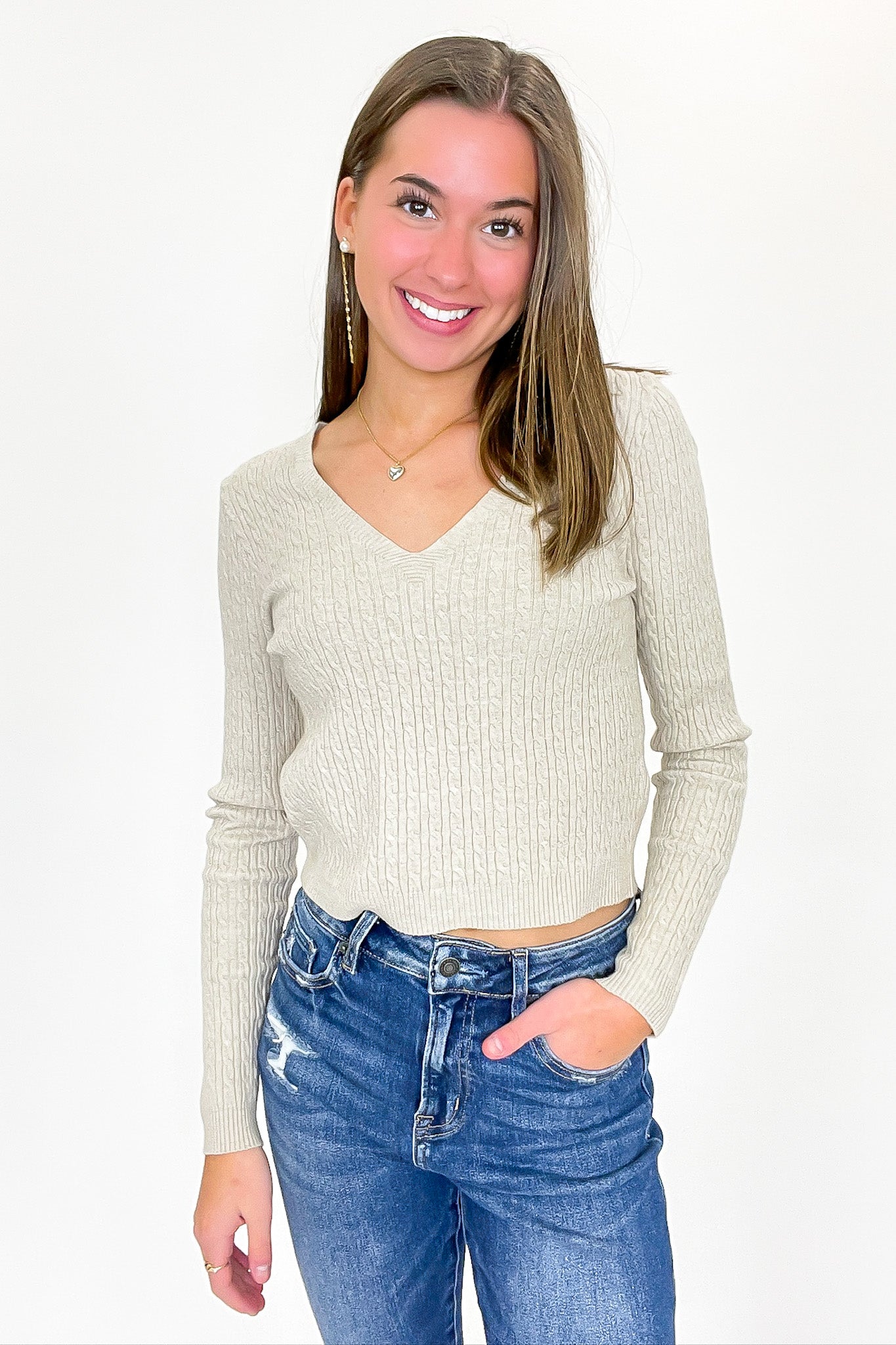 Timeless Twist Cable Knit Fine Gauge Pullover - Madison and Mallory