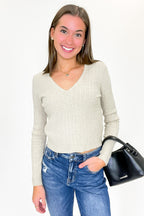 Sandshell / S Timeless Twist Cable Knit Fine Gauge Pullover - FINAL SALE - Madison and Mallory