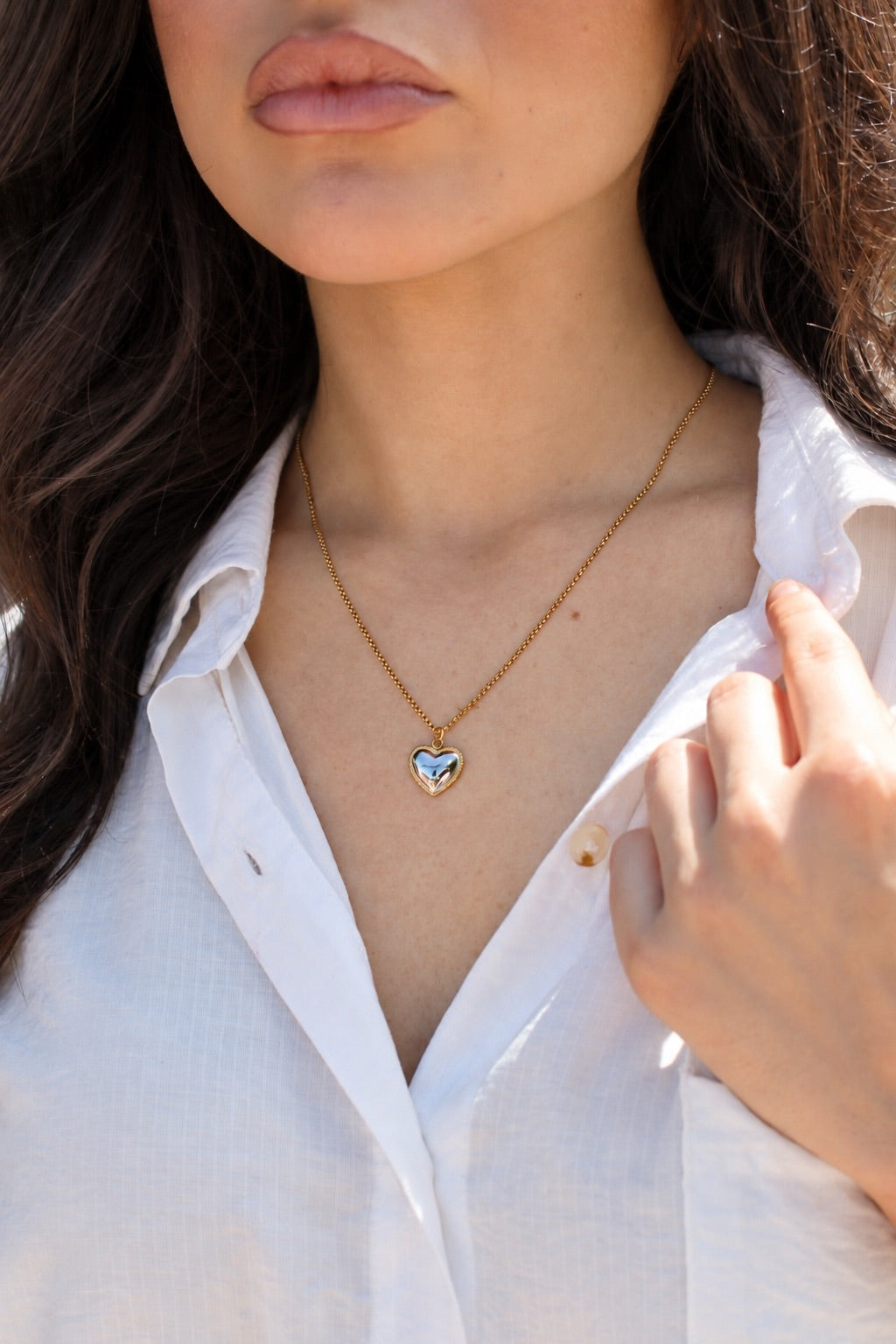 Two Tone Timeless Affection 18k Stainless Steel Heart Necklace - Madison and Mallory