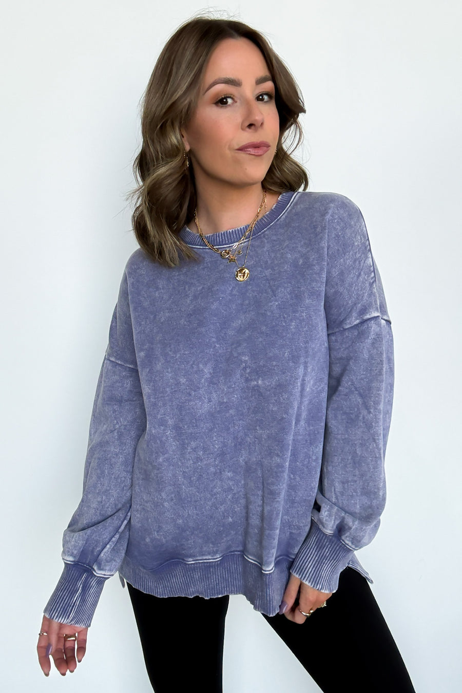  Timeless Energy Acid Wash High Low Pullover - Madison and Mallory