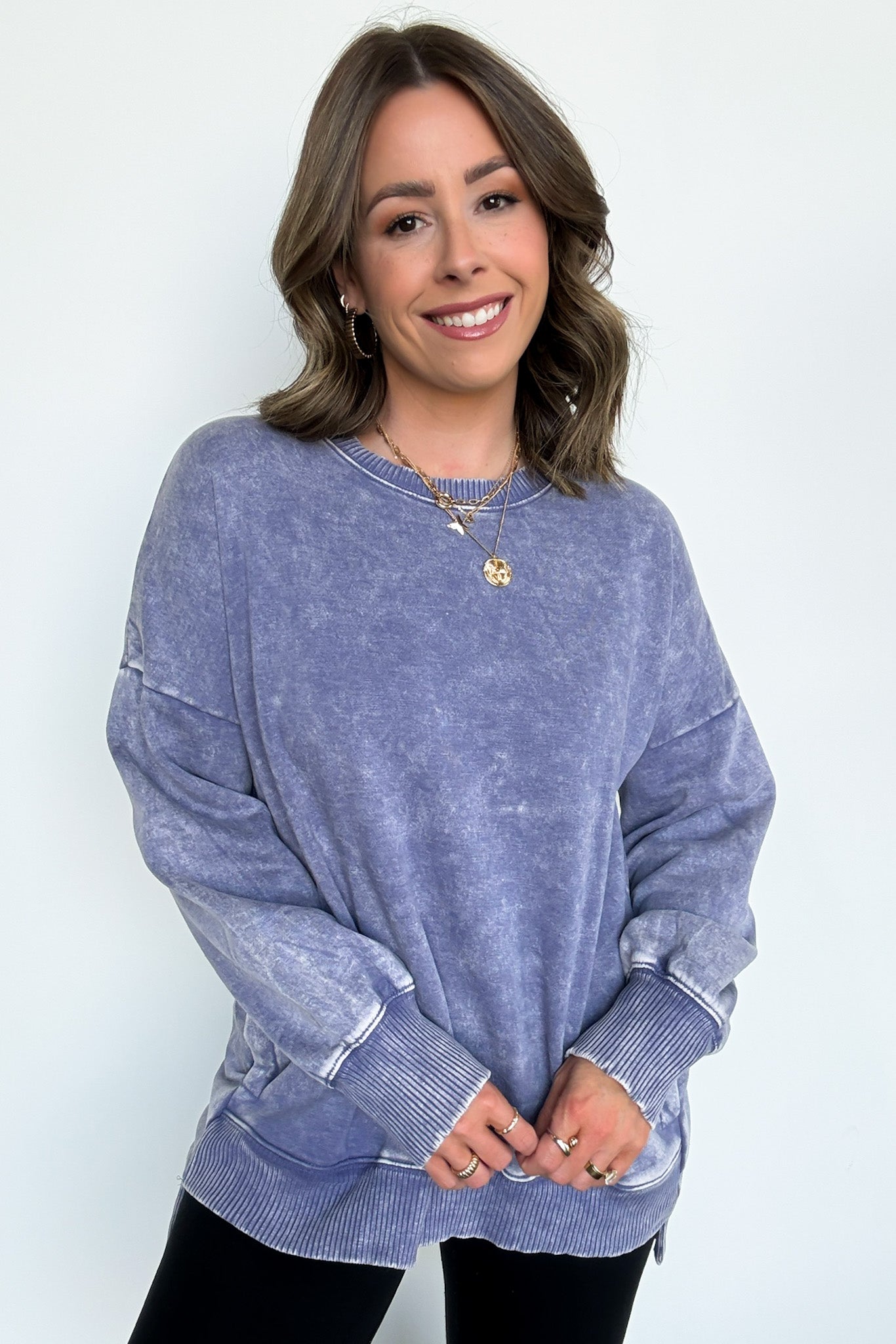  Timeless Energy Acid Wash High Low Pullover - Madison and Mallory