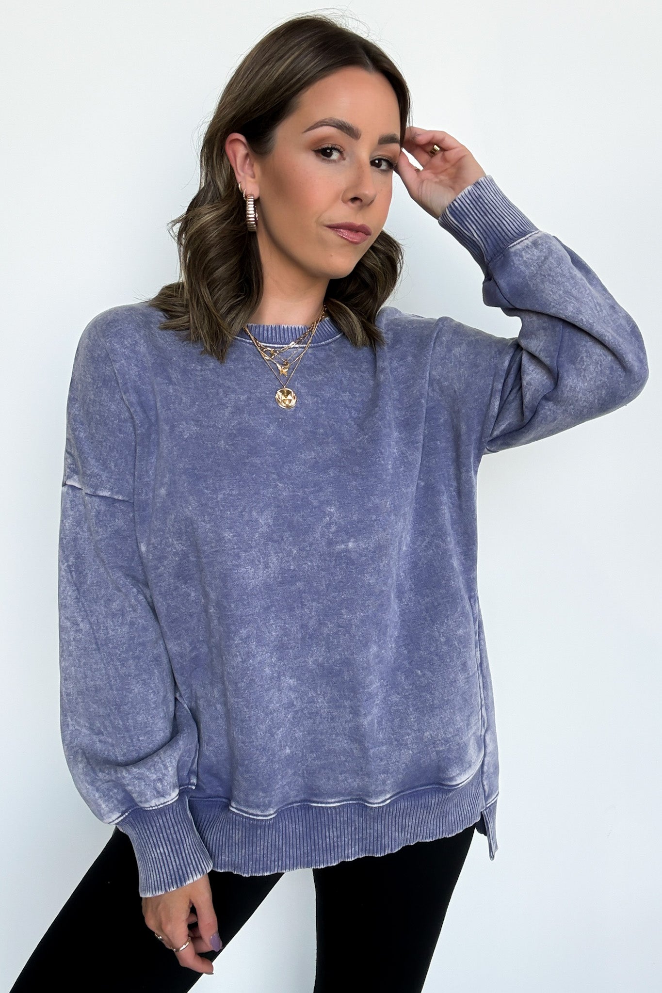 Marlin / S Timeless Energy Acid Wash High Low Pullover - Madison and Mallory