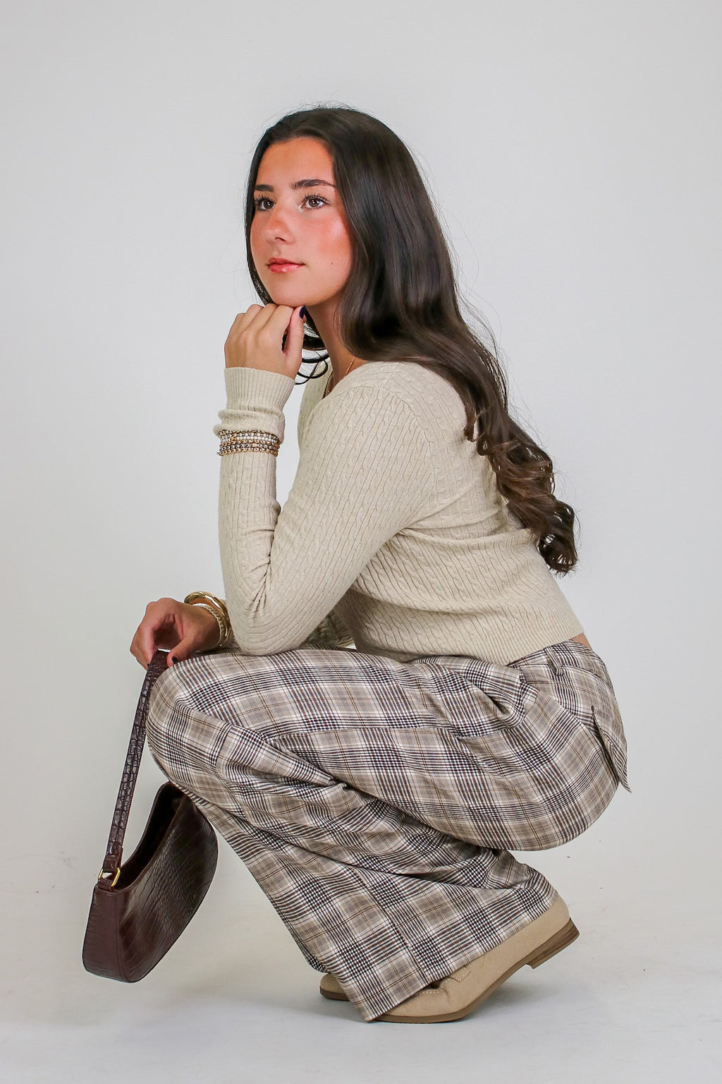Sandshell / S Timeless Twist Cable Knit Fine Gauge Pullover - Madison and Mallory