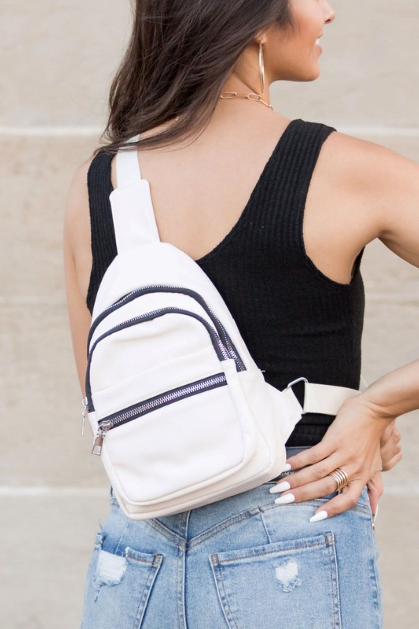 Cream Total Essential Sling Bag - Madison and Mallory