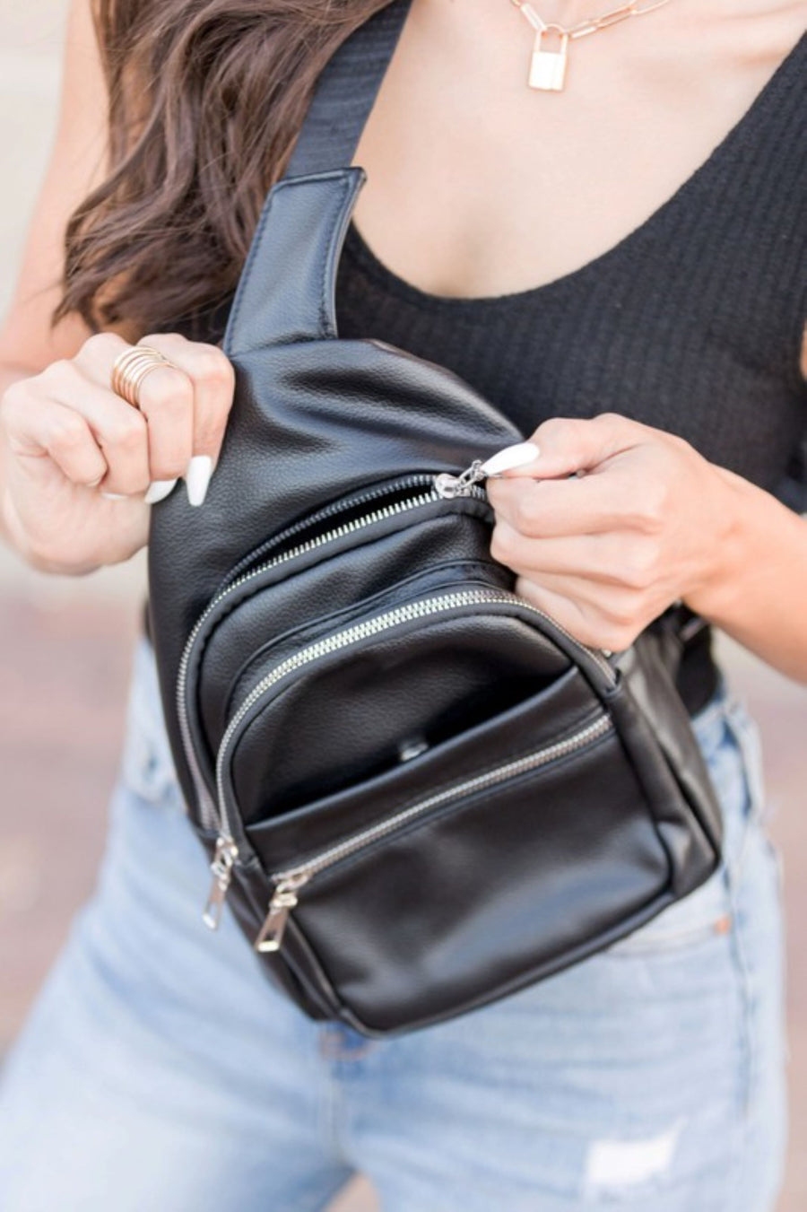 Black Total Essential Sling Bag - Madison and Mallory