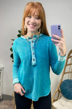  Tova Mineral Wash Waffle Knit Henley Top - FINAL SALE - Madison and Mallory