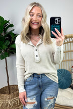  Tova Mineral Wash Waffle Knit Henley Top - FINAL SALE - Madison and Mallory
