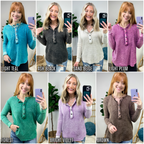  Tova Mineral Wash Waffle Knit Henley Top - FINAL SALE - Madison and Mallory