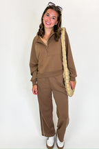 Trackline Half Zip Up Piping Detail Knit Top - FINAL SALE - Madison and Mallory