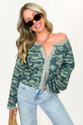 S / Olive Camo Trailblazer Camo Lace Trim Top - FINAL SALE - Madison and Mallory