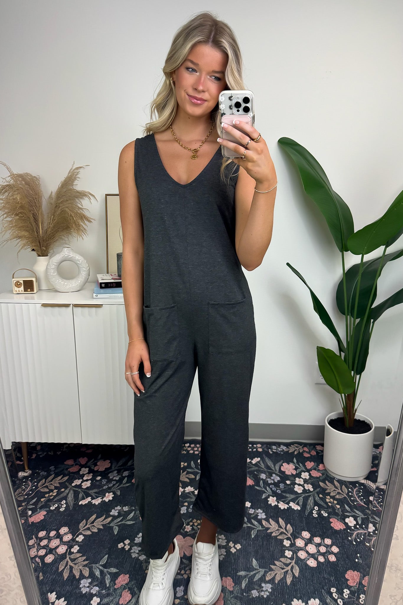  Trendsetting Effect V-Neck Relaxed Jumpsuit - FINAL SALE - Madison and Mallory