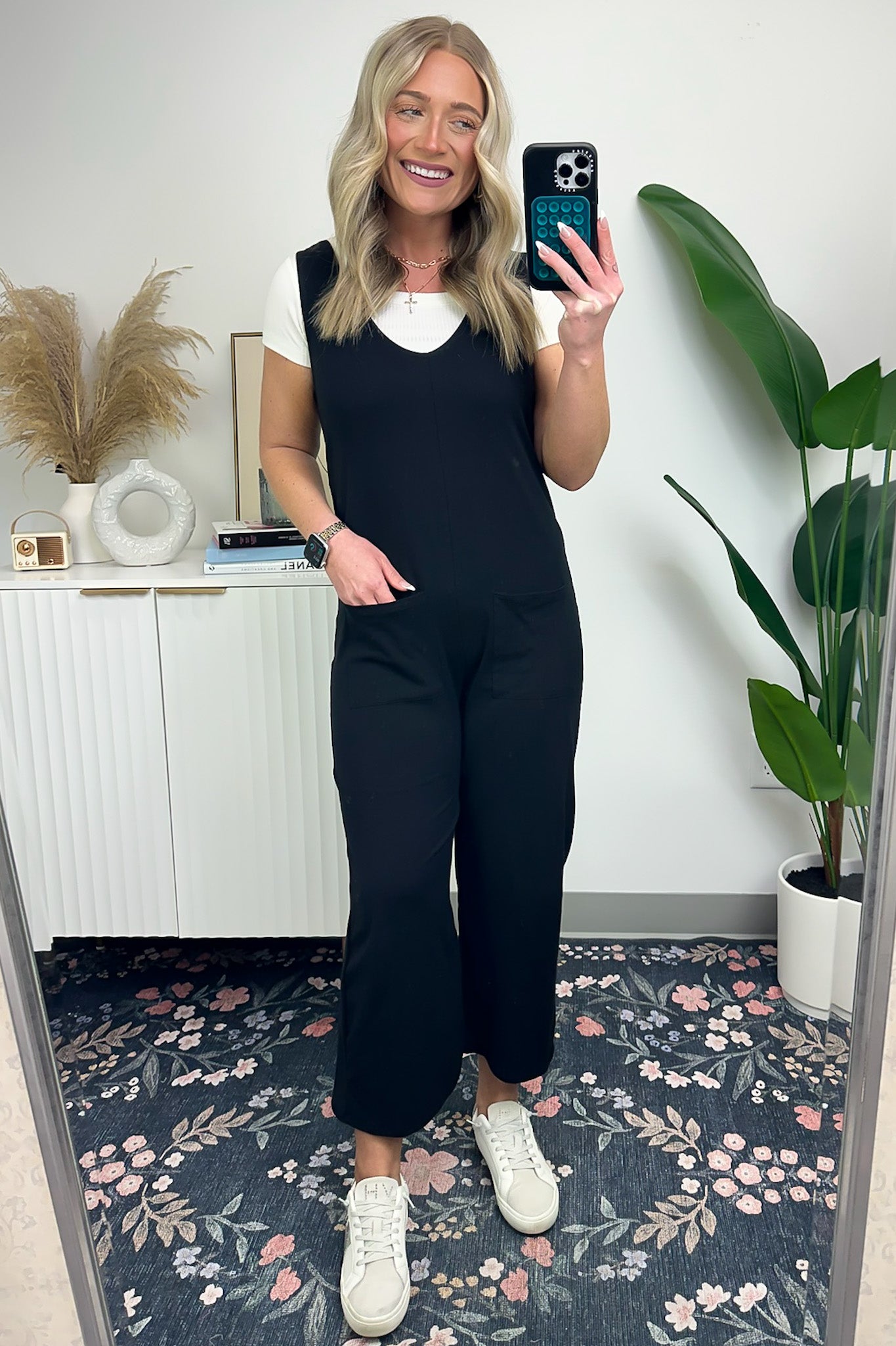 Black / S Trendsetting Effect V-Neck Relaxed Jumpsuit - Madison and Mallory