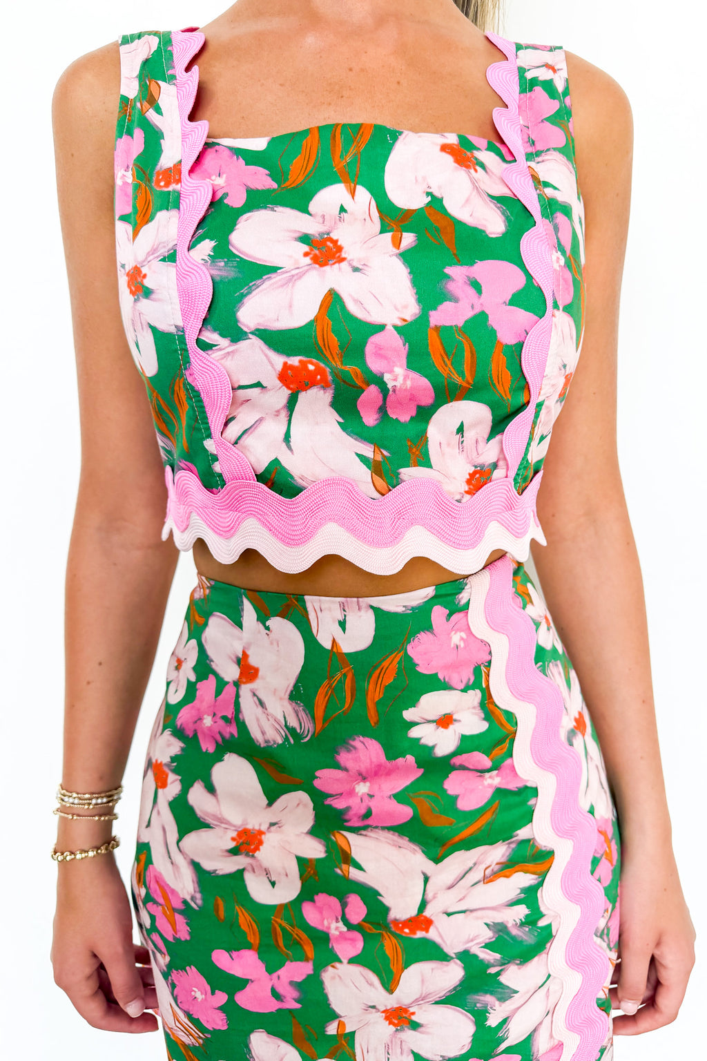 Trimmed in Bloom Floral Top and Skirt - Madison and Mallory