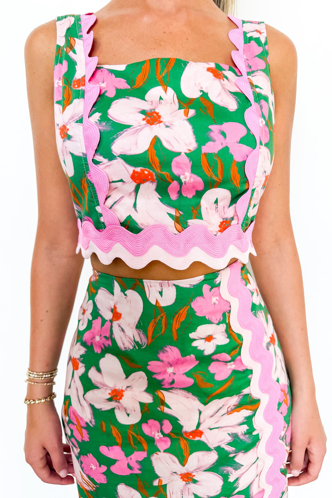 Trimmed in Bloom Floral Top and Skirt - Madison and Mallory