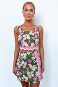 Green/Pink / S Trimmed in Bloom Floral Top and Skirt - Madison and Mallory